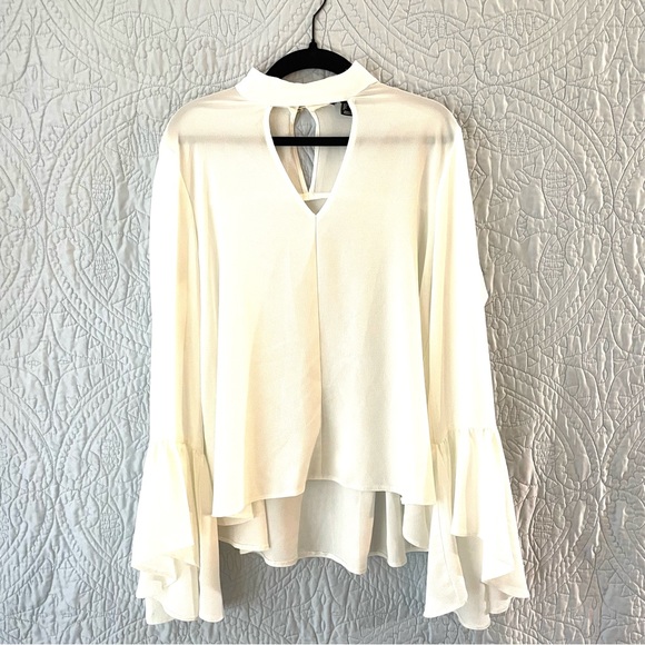 Atmosphere Tops - Atmosphere White Semi-Sheer Bell Sleeved Blouse Size 10